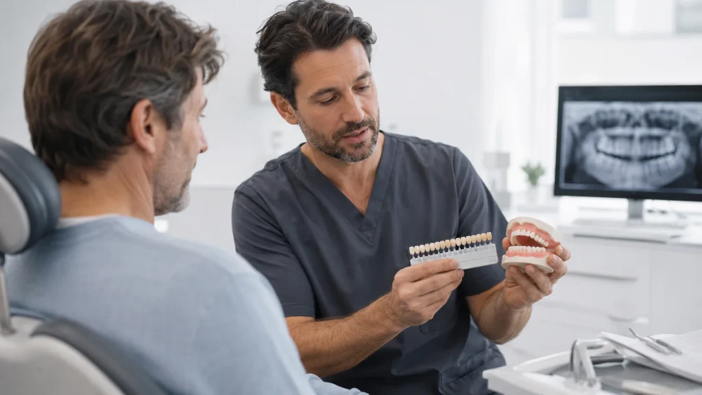 Carilles dentals en quins casos se solen valorar amb una dentista explicant opcions estètiques en consulta